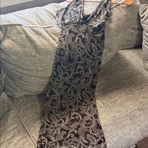 Brown Floral Lace-Pattern Sleeveless Dress